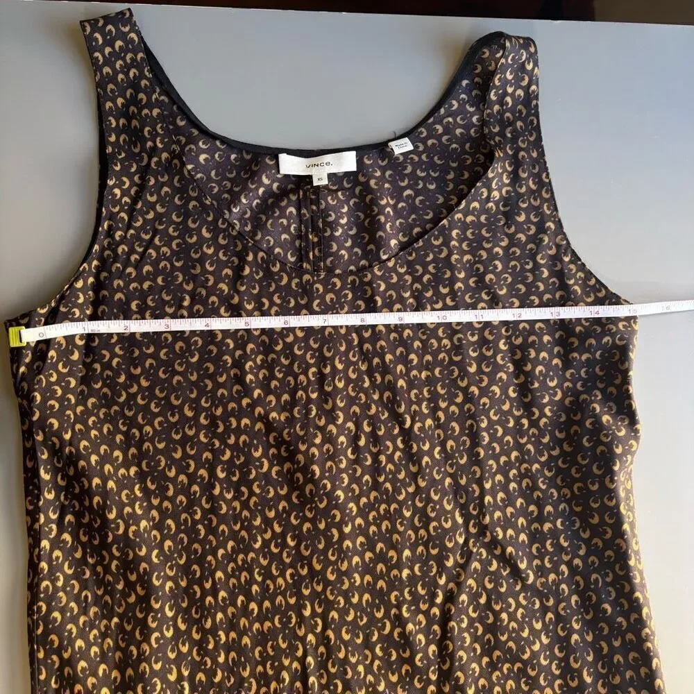 Vince scoop neck maxi slip dress silk black tan size XS